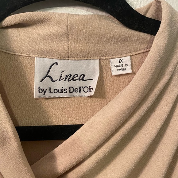 Linea by Louis Dell'Olio Beige Draped Top Size 1x - Picture 3 of 4